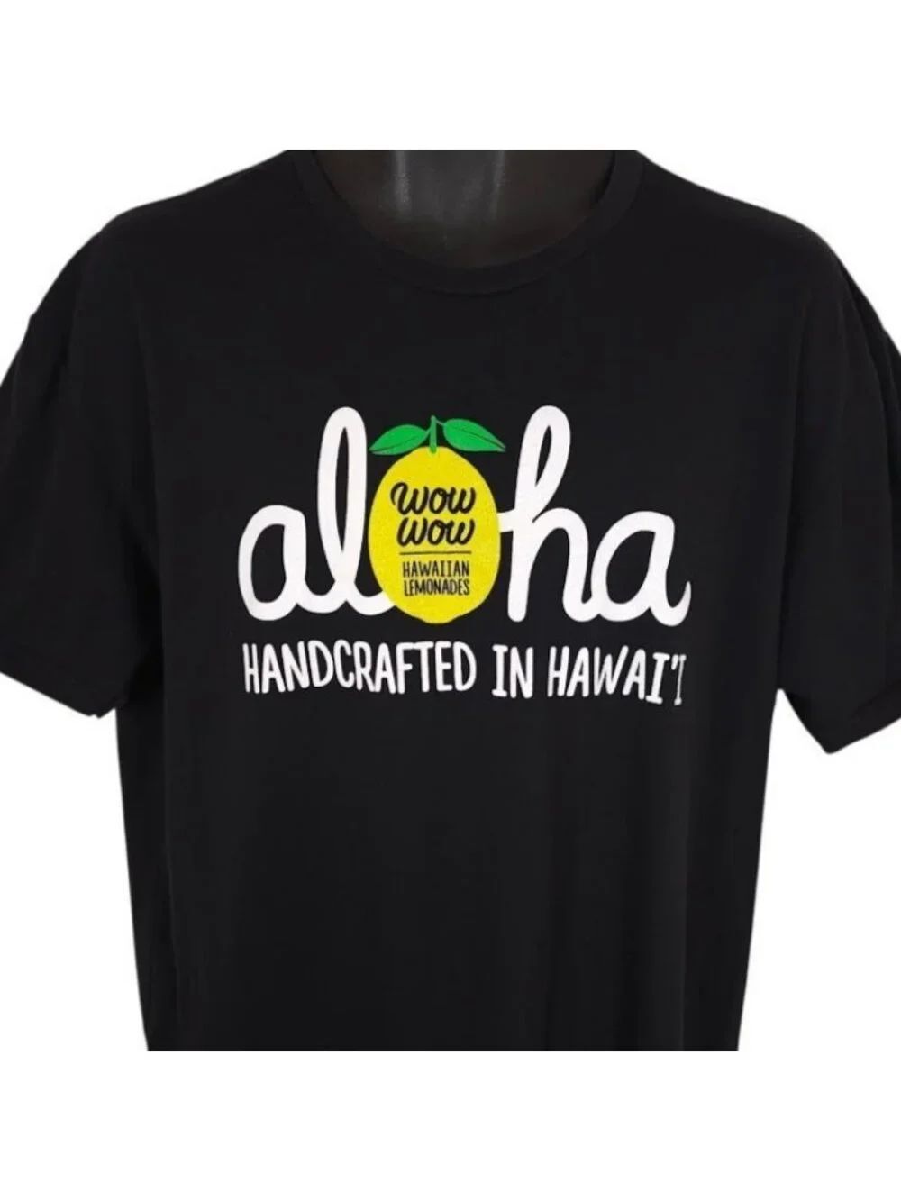 Wow Wow Hawaiian Lemonade T Shirt Mens Size XL Black Aloha Snack Tee